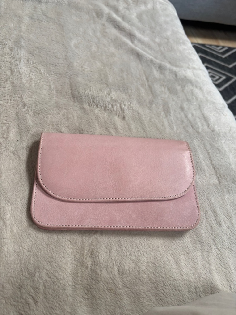 Classic Pink Leather Clutch Wristlet